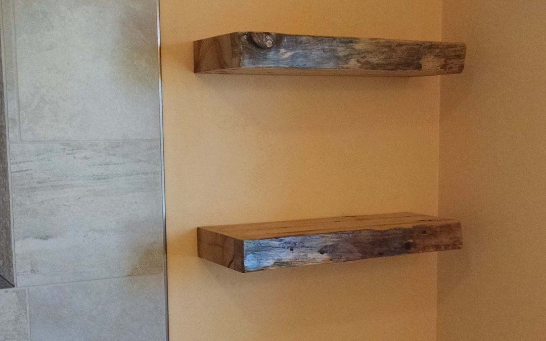 FLOATING WOOD CHUNK SHELVES