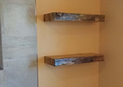 FLOATING WOOD CHUNK SHELVES